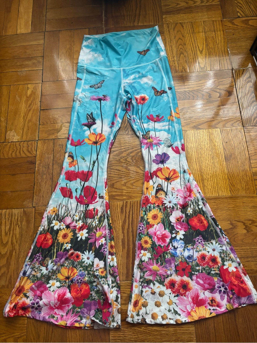 Yoga Democracy "Secret Garden" High-Waisted Bell Bottom Leggings